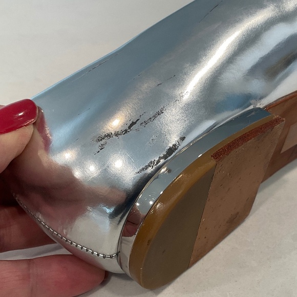 COACH Shoes Wilma Flats Mirror Metallic Silver Bow Pointed Toe Size 8.5 - Picture 9 of 9